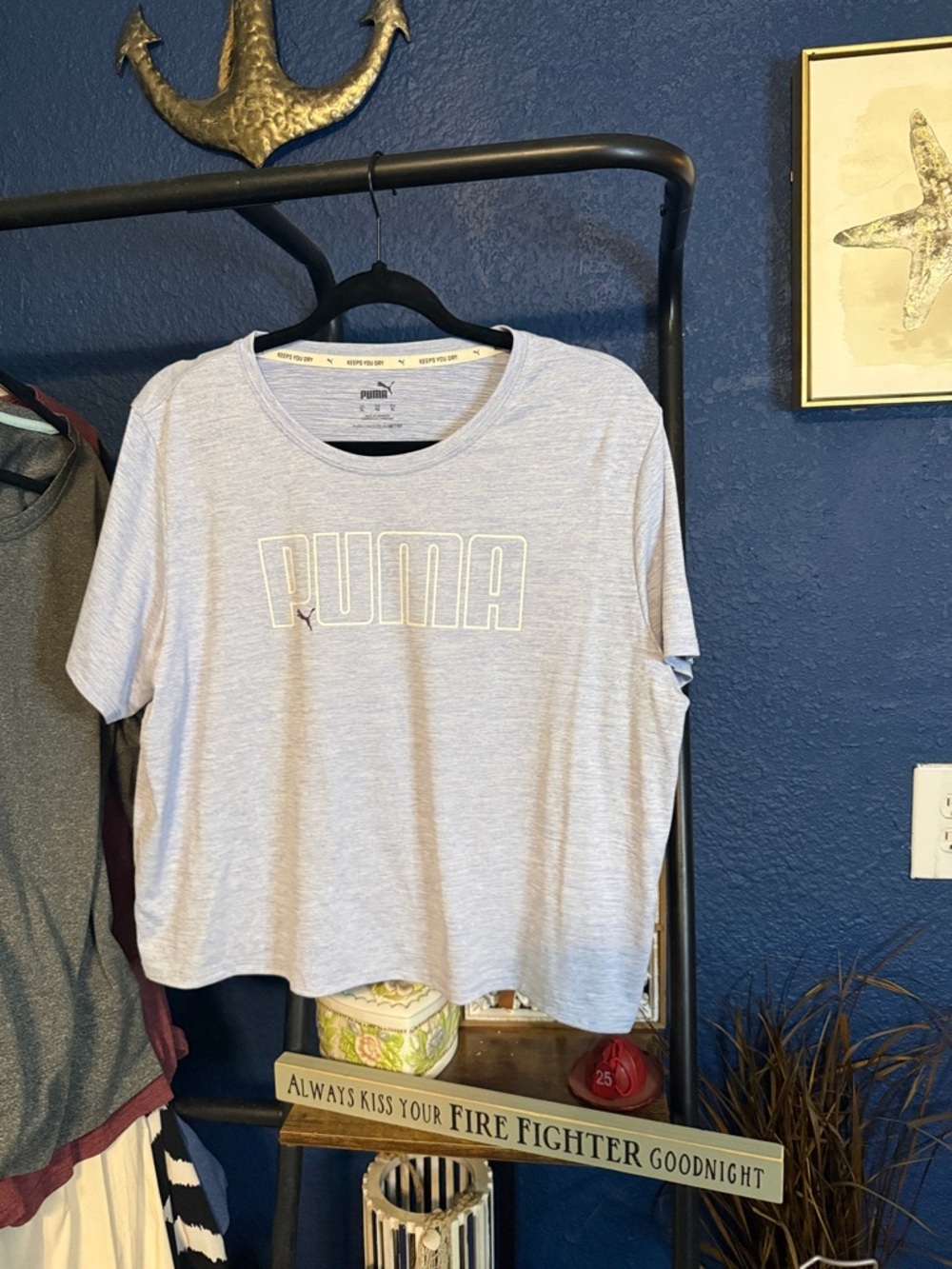Puma Light Heather Gray/ purpleLogo Cropped Tee